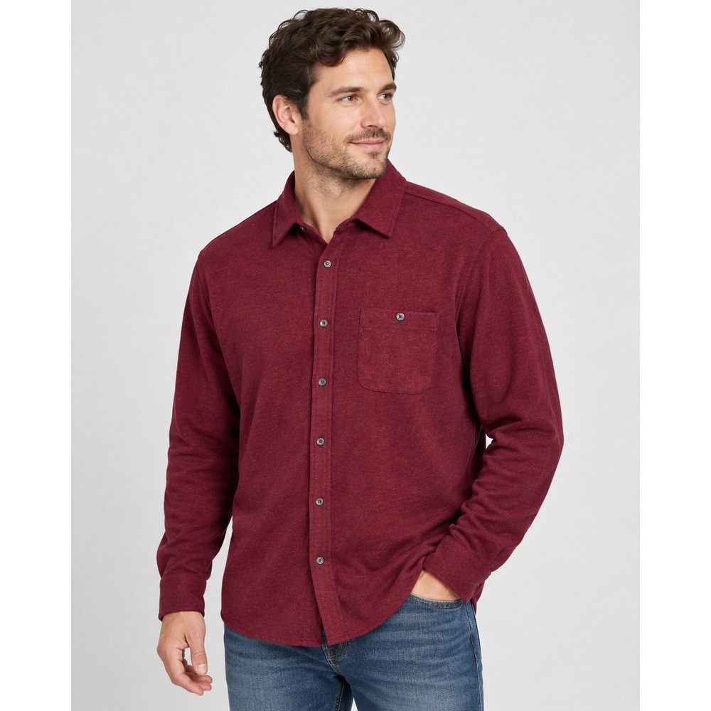 NWT Flag & Anthem MadeFlex Mens XL Burgundy Button Up Shirt Stretch